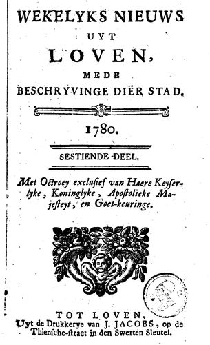 Kaft van Wekelyks nieuws uyt Loven